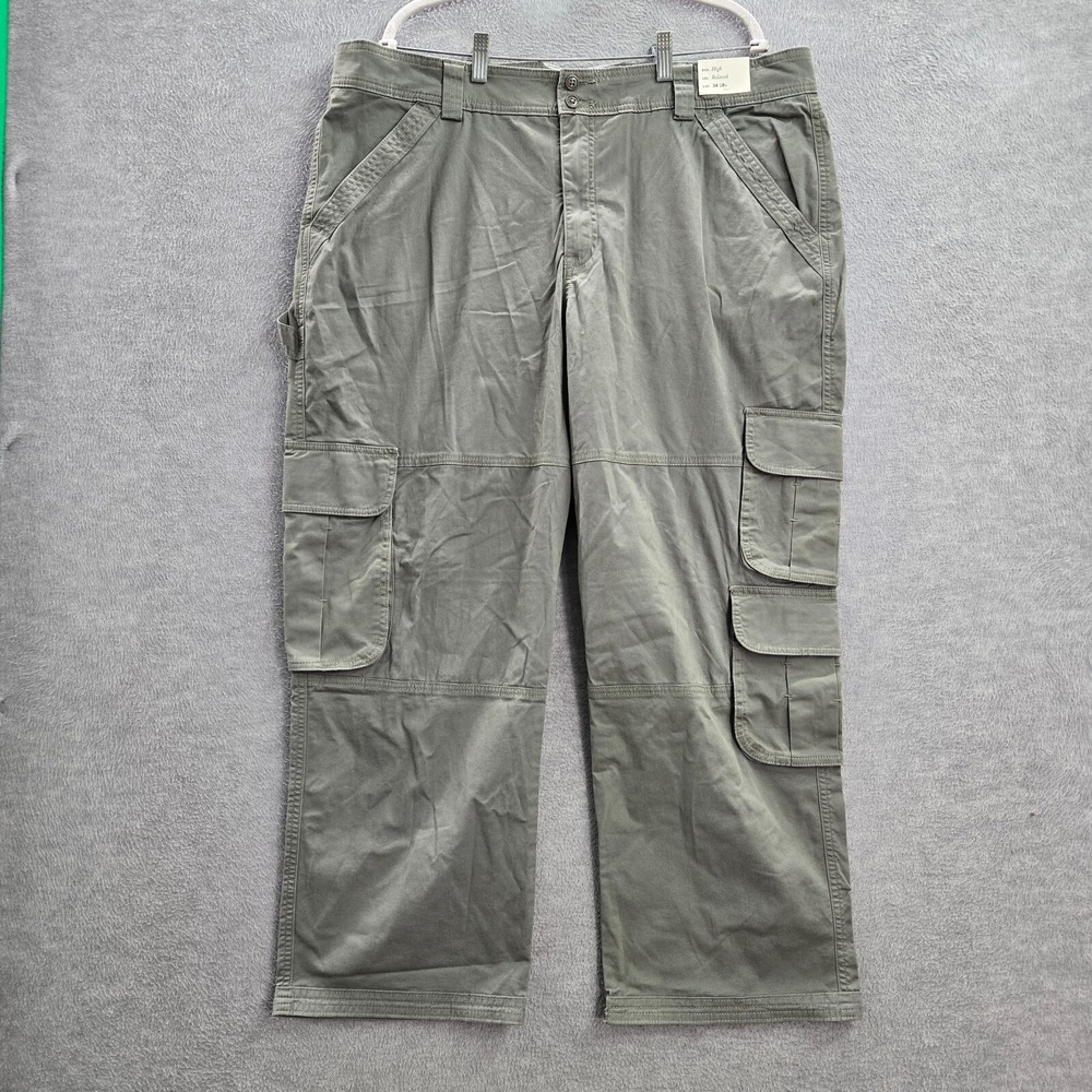 Abercrombie & Fitch Men Pants 18 Green Cargo Wide Leg Y2K Baggy NWT